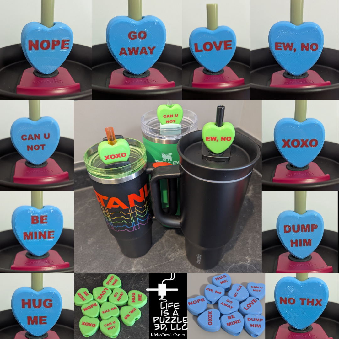 Valentine's Day Conversation Heart Straw Toppers