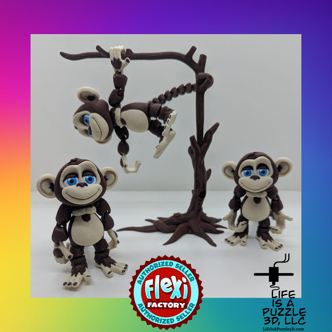 Flexi Monkey with Tree | 3D Printed