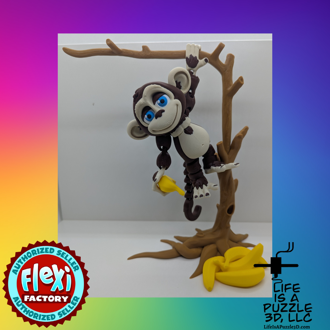 Flexi Monkey with Tree | 3D Printed